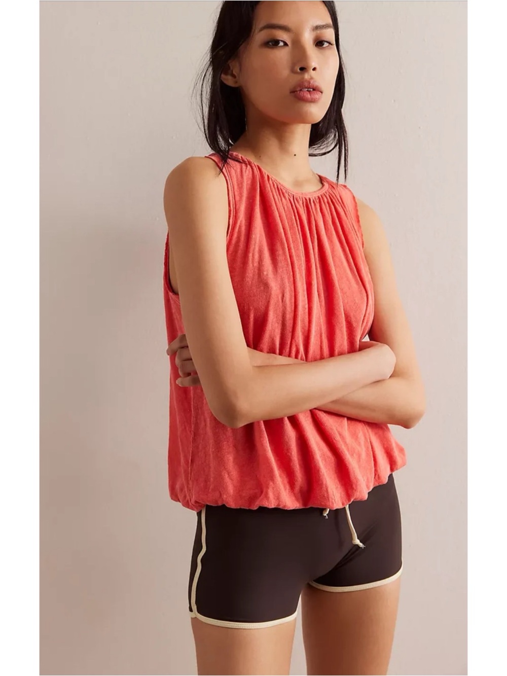 We The Free x Free People Unconditional Bubble Hem Tank in Fiery Red